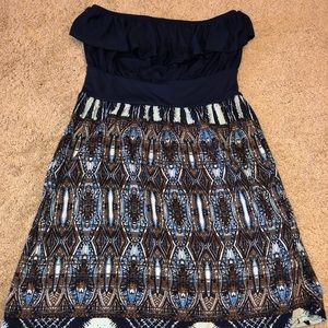 Strapless Dark Blue pattern Dress